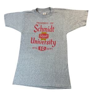 Schmidt Beer University 1981 Vintage Medallion USA Single Stitch T Shirt S